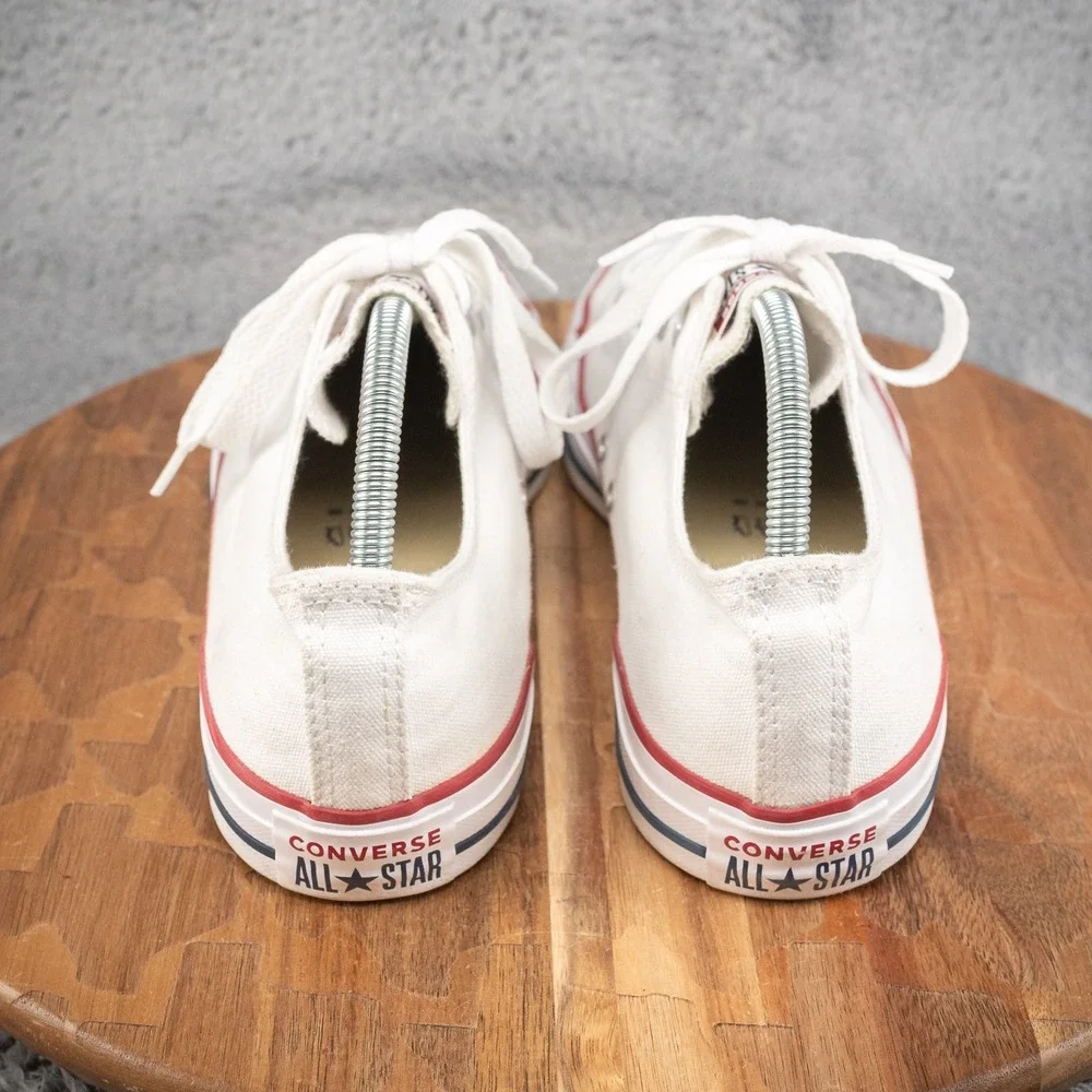 Converse White Low Top Sneakers with Red & Navy Stripes - Picture 4 of 8